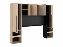 Discount Pack Dormitorio John Cama con Cajones y Cabecero Roble Brooklyn (160x200 cm) Negro