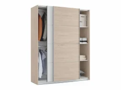 Pack Dormitorio Nórdico /Roble Aurora: Armario, Cabecero, 2 Mesitas