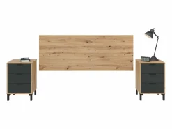 Pack dormitorio Roble Nodi y antracita 150 cm o 135 cm Dormitorio Completo