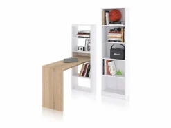 Discount Pack escritorio y estantería Cosmic Plus Blanco Artik (Blanco Mate) - Roble Canadian Consola Escritorio
