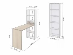 Discount Pack escritorio y estantería Cosmic Plus Blanco Artik (Blanco Mate) - Roble Canadian Consola Escritorio