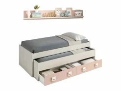 Best Pack Habitación Juvenil Infantil Rosa Gris Blanco Alpes (Cama Nido + Somieres) Multicolor