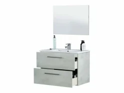Best Pack Muebles Baño Aruba Estilo Industrial Cemento Mueble, Espejo, Lavamanos Gris