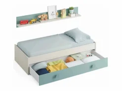Pack Muebles Dormitorio Juvenil Cama Nido Estante y Armario 90x190 cm