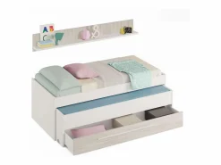 Sale Pack Muebles Infantil Elliot: cama Nido+estantería+armario+somieres 90x190cm Multicolor