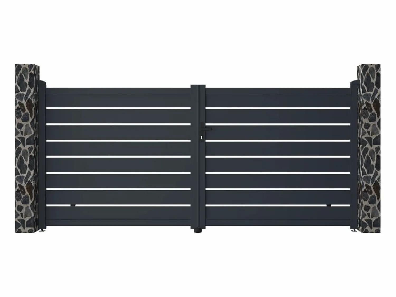 Best Pack portón calado motorizado antracita de aluminio Ancho 350 x Alt. 158 cm PRIMO Portón