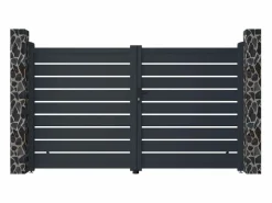 Sale EXPERTLAND Pack portón calado motorizado antracita de aluminio Ancho 300 x Alt. 176 cm PRIMO Gris antracita
