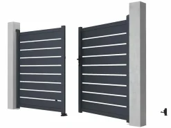 Sale EXPERTLAND Pack portón calado motorizado antracita de aluminio Ancho 300 x Alt. 176 cm PRIMO Gris antracita