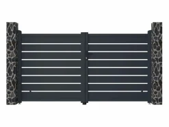 EXPERTLAND Pack portón calado motorizado antracita de aluminio Ancho 300 x Alt. 158 cm PRIMO