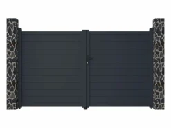 Discount Pack portón de aluminio color antracita Ancho 300 x Alt. 173 cm NAZARIO + Motor RIVE Portón