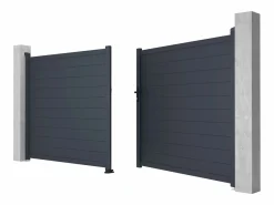 Outlet EXPERTLAND Pack portón de aluminio color antracita Ancho 350 x Alt. 173 cm NAZARIO + Motor RIVE Gris antracita