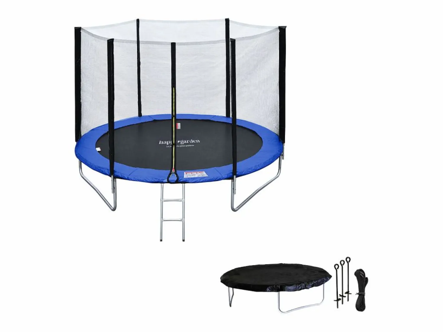 New Happy Garden Pack Premium Trampolín 180cm reversible / azul CAIRNS + red, escalera, funda y kit de anclaje Verde