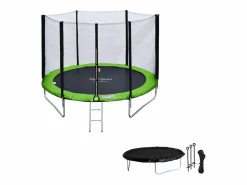 Hot Happy Garden Pack Premium Trampolín 180cm reversible / verde CAIRNS + red, escalera, funda y kit de anclaje Azul