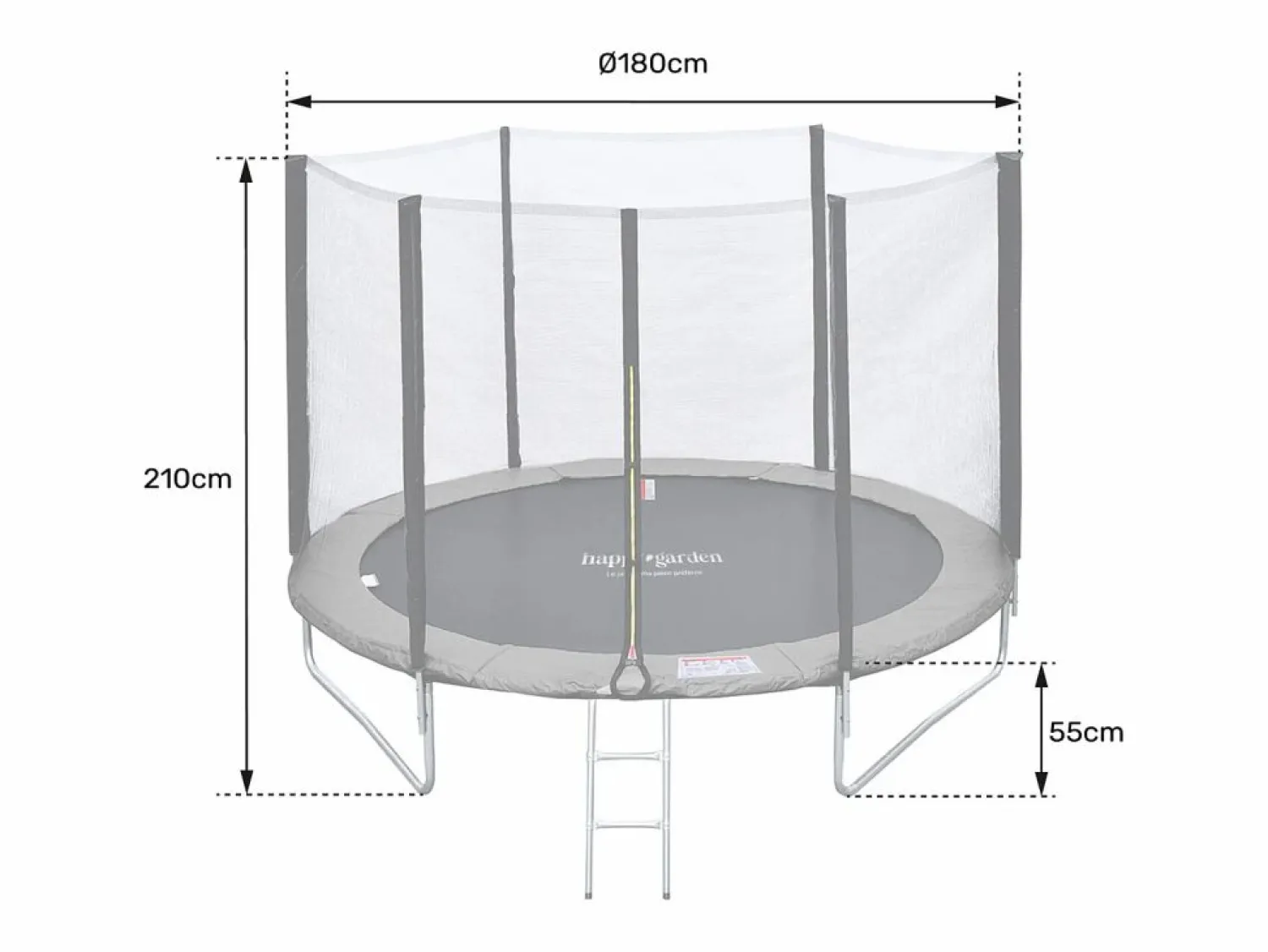 Hot Happy Garden Pack Premium Trampolín 180cm reversible / verde CAIRNS + red, escalera, funda y kit de anclaje Azul