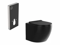 Vente-unique Pack WC flotante de cerámica mate con marco decorativo, JAVOINE