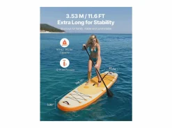Outlet Paddle Inflable SucceBuy, 353,6 cm, Tabla de Paddle Surf, Ultraligera, con Accesorios de Bomba, Mochila, Cubierta Antideslizante para Jóvenes y Adultos Multicolor