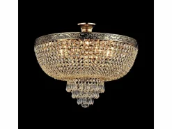 Palace Plafón Semi Empotrado Oro Antiguo & Cristal, 6 Luces, E27 Plafón