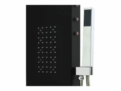 Helloshop26 Panel de ducha con rociador grifo cristal acero inoxidable 130 cm negro 02_0003431