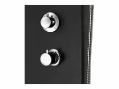 Helloshop26 Panel de ducha con rociador grifo cristal acero inoxidable 130 cm negro 02_0003431