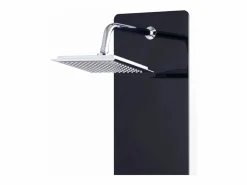 Helloshop26 Panel de ducha con rociador grifo cristal acero inoxidable 130 cm negro 02_0003435