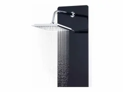 Helloshop26 Panel de ducha con rociador grifo cristal acero inoxidable 130 cm negro 02_0003435