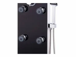 Helloshop26 Panel de ducha con rociador grifo cristal acero inoxidable 130 cm negro 02_0003435