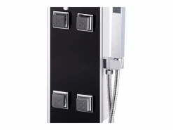 New Panel de ducha con rociador grifo cristal acero inoxidable 120 cm negro 02_0003432 Alcachofa De Ducha, Cabezal
