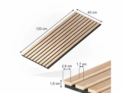 Best Vicco panel de pared roble 120x1.8x40 akustikpaneel Color natural claro