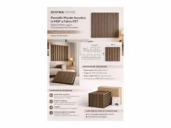 Panel decorativo de lamas de madera, láminas de MDF y fieltro PET, juego de 12 piezas 60x60, revestimiento de pared fonoabsorbente, color nogal claro