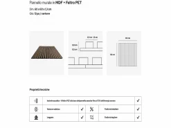 Panel decorativo de lamas de madera, láminas de MDF y fieltro PET, juego de 12 piezas 60x60, revestimiento de pared fonoabsorbente, color nogal claro