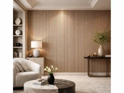 Panel decorativo de PVC efecto lama de madera, juego de 10 piezas, 120x30 cm, revestimiento de pared roble
