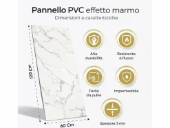 Online Panel decorativo efecto mármol gres porcelánico set de 6 piezas 4,3 m2 revestimiento de pared PVC en UV 120x60 Mármol Panel De Pared