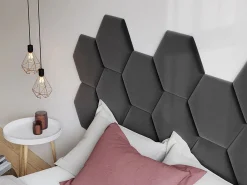 Sale Panel decorativo para cabecero de terciopelo gris HOPE L220 cm Cabecero Y Puente De Cama