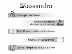 KASSANDRA Panel fijo de ducha 90 cm FRESH Cristal serigrafiado