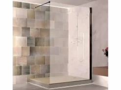 Outlet Panel fijo de ducha WALK IN Perfil Negro Grosor Cristal 8 mm Mampara De Ducha