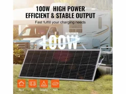 Clearance Panel Solar Monocristalino SucceBuy , 100 W 12 V, Kit Panel con Controlador, para Acampada, Senderismo, Uso Fuera de la Red Negro