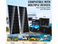 Clearance Panel Solar Monocristalino SucceBuy, 200 W, Kit de 2 Paneles y Controlador, para Acampada, Senderismo, Uso Fuera de la Red Energía Solar