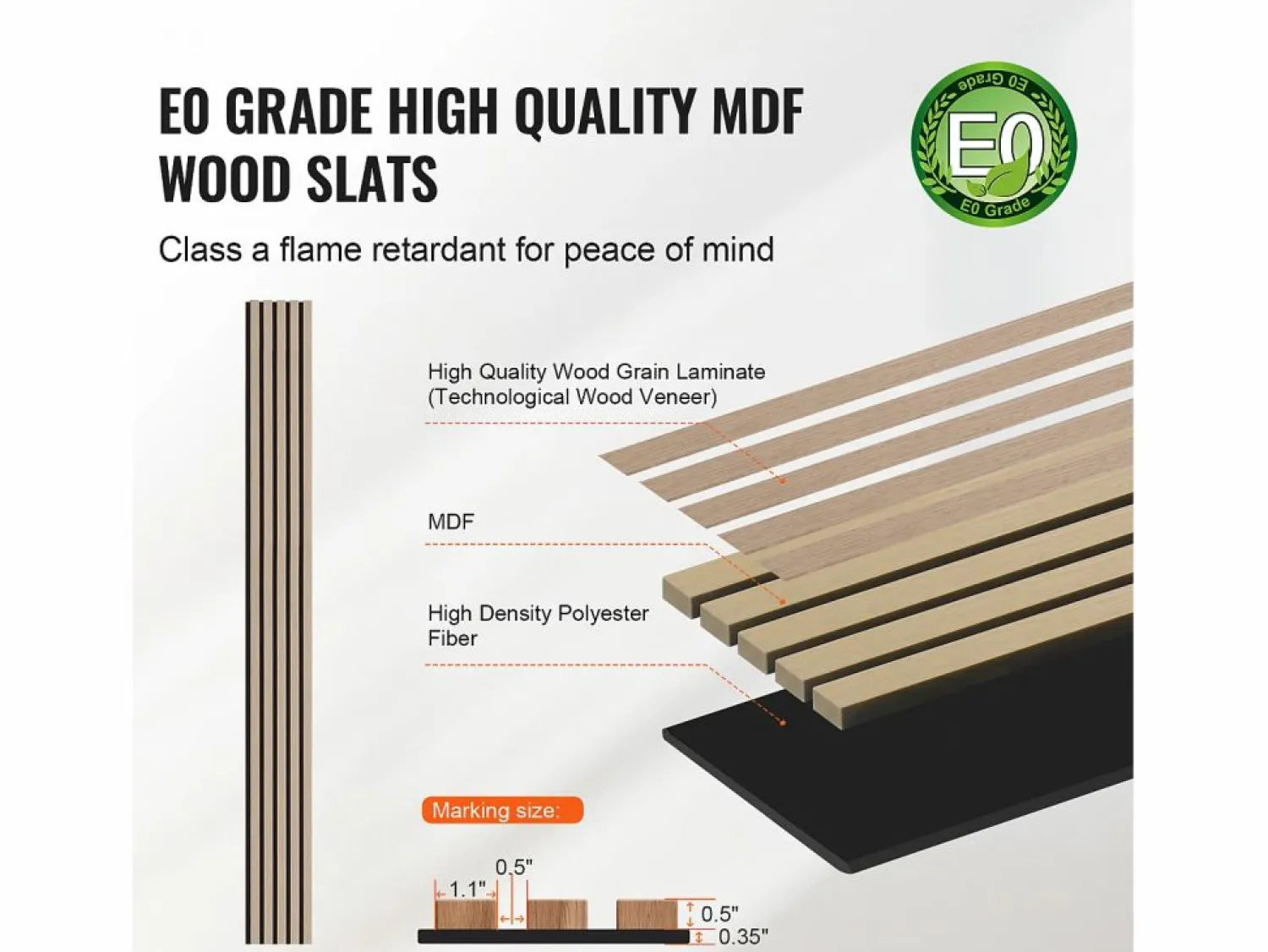 Hot Paneles Acústicos de Listones de Madera SucceBuy, Paneles de Pared de Madera MDF, para Decoración de Pared Interior Moderna, 240 x 20 cm Plateado