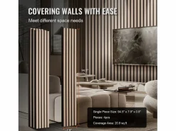 Hot Paneles Acústicos de Listones de Madera SucceBuy, Paneles de Pared de Madera MDF, para Decoración de Pared Interior Moderna, 240 x 20 cm Plateado