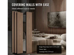 Paneles Acústicos de Listones de Madera SucceBuy, 20 x 240 cm, para Decoración de Paredes, con un Alto Índice NRC de 0,85 y Certificación Acústica SGS, Nogal