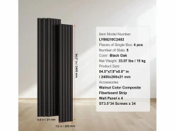 New Paneles Acústicos de Pared SucceBuy, 20 x 240 cm, para Decoración de Paredes, con un Alto Índice NRC de 0,85 y Certificación Acústica SGS, en Roble Negro