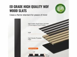 New Paneles Acústicos de Pared SucceBuy, 20 x 240 cm, para Decoración de Paredes, con un Alto Índice NRC de 0,85 y Certificación Acústica SGS, en Roble Negro