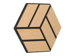 New Paneles Acústicos 30x26 cm Roble Hexágono Panal Juego de 4 Piezas 3D Negro / Marru00f3n