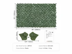 Paneles de Boj Artificial SucceBuy Panel Decorativo para Valla de Privacidad con Hojas de Hiedra Artificial (149,8 cm x 248,9 cm)