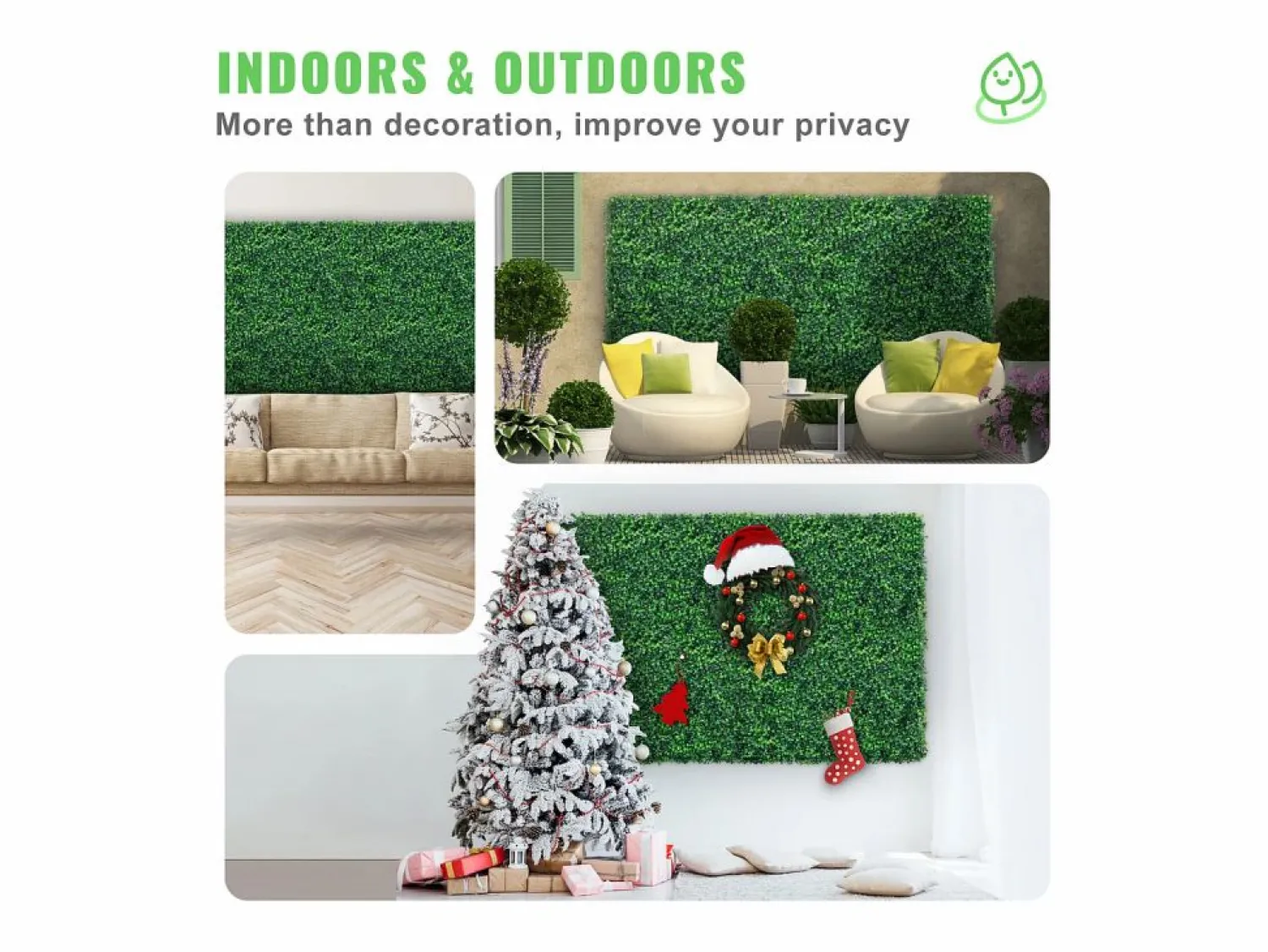 Paneles de Buxus Artificiales SucceBuy 60.96x40.64 cm Protegidos contra UV | 24 Piezas | Decoración de Valla