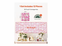Paneles de Flores Artificiales, SucceBuy Panel de Pared Floral 3D, 12 Piezas de 38 × 38 cm, Tapete Floral Artificial para Bodas, Privacidad