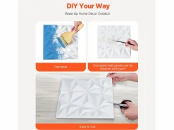 Paneles de Pared 3D SucceBuy, Pack de 33, 30 x 30 cm, PVC, Cobertura de 3 m², Diamante