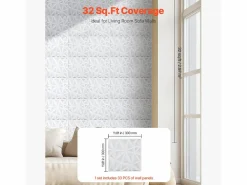 Paneles de Pared 3D SucceBuy, Pack de 33, 30 x 30 cm, PVC, Cobertura de 3 m², Diamante