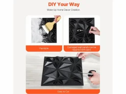 Paneles de Pared 3D SucceBuy, Pack de 33, 30 x 30 cm, PVC, , Cobertura de 3m²