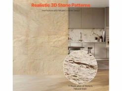 Paneles de Pared 3D SucceBuy, Pack de 4, 122 x 61 cm, Aspecto de Piedra, Cobertura de 3 m², Color Piedra Amarilla
